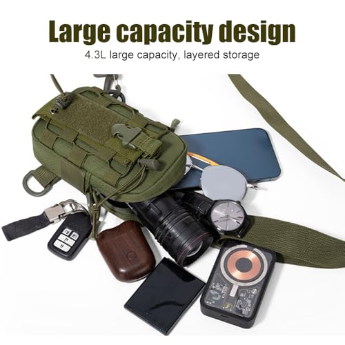 MiOYOOW Tactical Sling Bag, Waterproof Chest Pack Adjustable Crossbody Backpack for Men Women Outdoor Sports Climbing Camping - color: Green