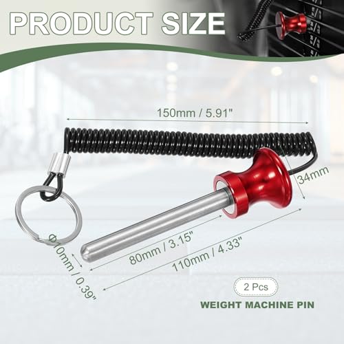 Weight Stack Pin, Weight Gym Pin Strength Training Equipment Replacement with Pull Rope for Commercial Home - color: Red, size: 0.4 x 3.1 Inch