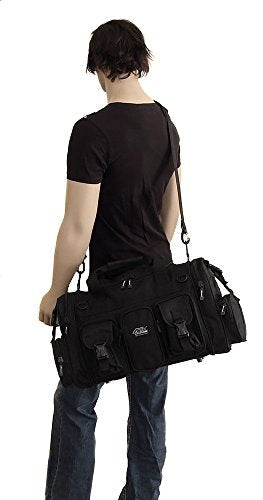 NPUSA Mens Large 22" Inch Black Duffel Duffle Military Molle Tactical Gear Shoulder Strap Travel Bag - color: Black