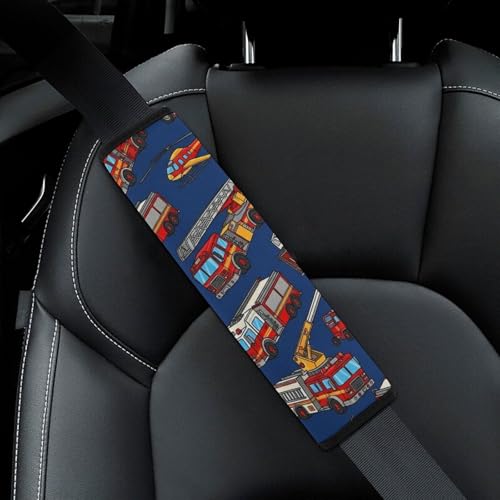 1 Pair Universal Soft and Comfortable Seat Belt Shoulder Pad for Kids, Stroller Pushchair High Chair, Fire Truck Firefighter Engine Blue Fireman Shoulder Protector, Anti-Slip Pad - color: Pattern 486