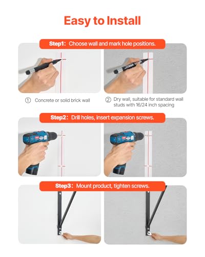VEVOR Pull Up Bar, Multi-Grip Wall Mounted Pull Ups, 50 in Width Multifunctional Chin Up Training Station, Heavy Duty Steel Upper Body Workout Bars with Hangers, 440 lbs Weight Capacity, for Home Gym - size: Joist Mount