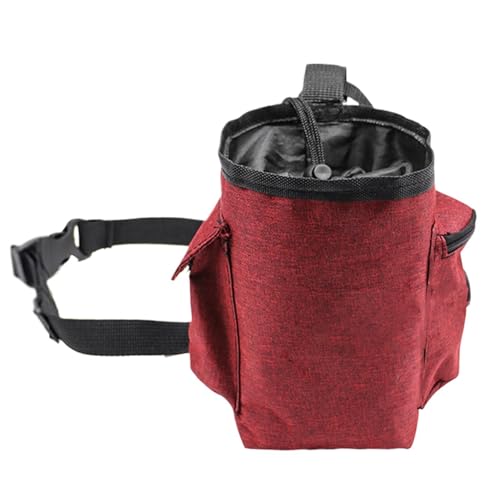 Rock Climbing Chalk Bag Adjustable Belt Gear Equipment | Chalk Organizer for Rock Climbing, Bouldering, Weightlifting, Gymnastics, Adults Women Men - color: Wine Red