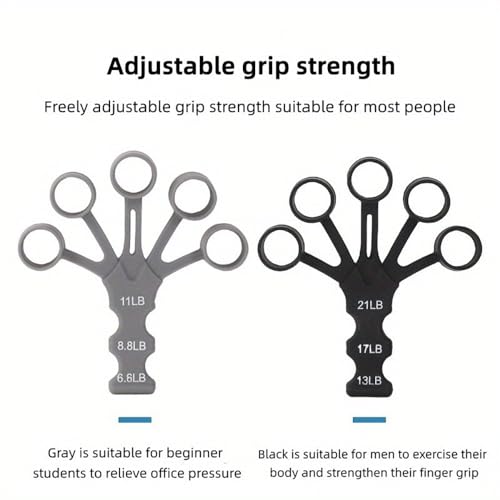 1pc Silicone Finger Trainers, 5 Fingers Wrist Stretching Band, Suitable For Hand & Finger Rehabilitation, Strength Training - color: 1pc Gray