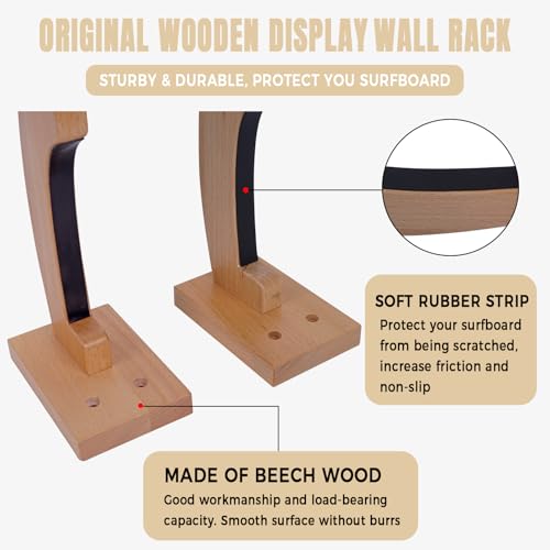 Surfboard Wall Mount Wooden Surf Board Wall Racks for 1 Board | Storage and Display Your Surfboards / Skimboards / Skateboards