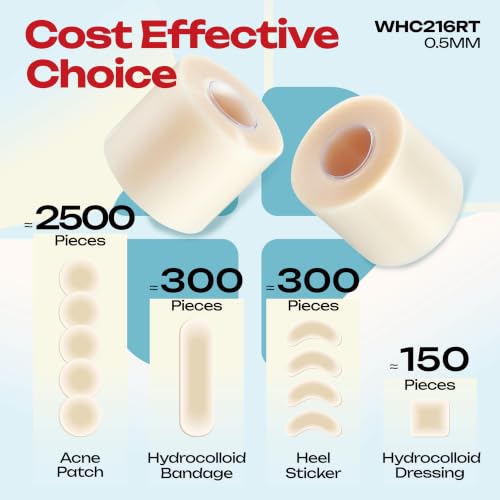 LIFARA Hydrocolloid Roll for Wound Care - Cut-to-Size, Hydrocolloid Patch Bandages with Self-Adhesive, Ultra Absorbent & Waterproof, First Aid Kit Essential (19.7mil/ 0.5mm Thickness, 2in*16ft) - size: 2in*16ft, 19.7mil/ 0.5mm Thickness