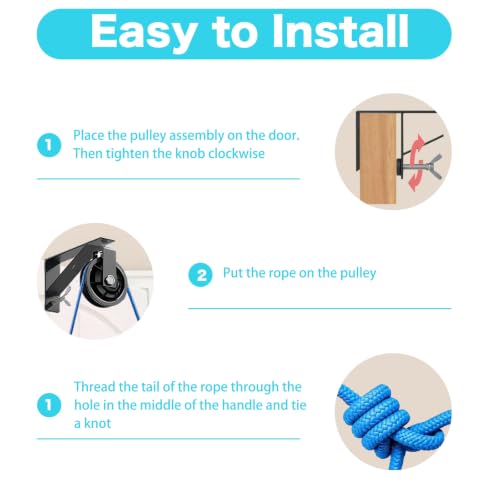Over The Door Shoulder Pulley for Physical Therapy & Rehab | Adjustable Metal Door Clamp, Silent Large Pulley, For Home Use, Exercise Pulley for Recovery Stretching at Home, Handles