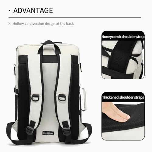 tennis mountain climbing travel backpack, independent shoe compartment for sports and fitness, waterproof 15.6-inch computer bag - color: Almond White