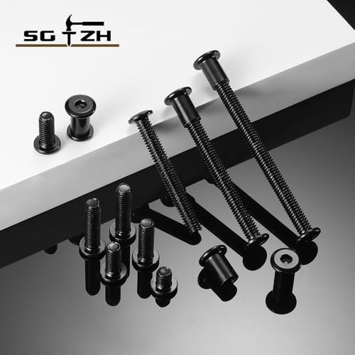 1/4-20 x 1-1/4" 20Pcs Flat Head Hex Socket Cap Screws Bolts Barrel Nuts Kit, 304 Stainless Steel 18-8, Full Thread, Black Oxide by SG TZH (with Hex Spanner) - color: Black, size: 1/4-20 x 1-1/4"