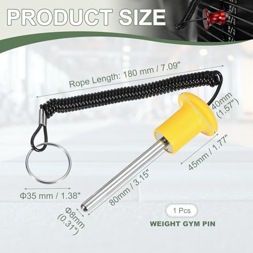 Gym Pin Weight Stack Pin Strength Training Lifting Equipment Replacement with Pull Rope Fitting for Club - color: Yellow, size: 0.3 x 3.1 Inch