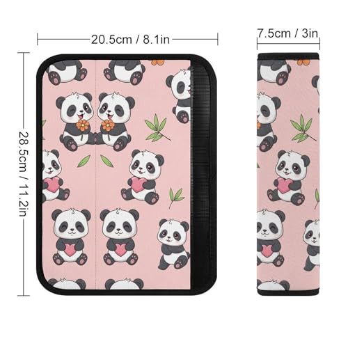 2PCS Cute Panda Leaves Pink Print Car Seat Belt Pad Universal Fit Seat Belt Covers Cushion for Kids, Car Seats Pushchair Strollers High Chair Pushchair, Easy Install (No Tool) - color: Pattern 1065