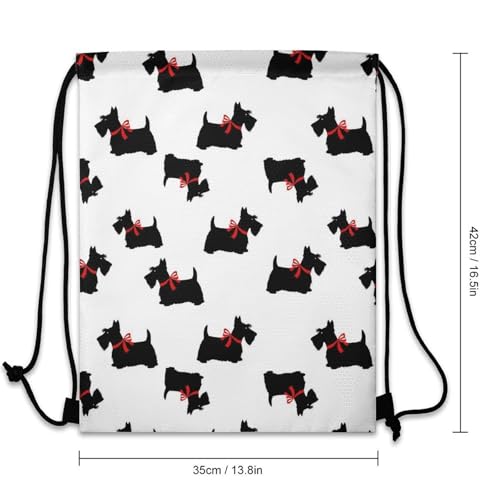 Water Resistant Drawstring Backpack Gym String Bag with Compartment for Yoga Swimming Beach Sports Unisex, Scottie Dog Funny Pattern Bags - color: Picture (35)