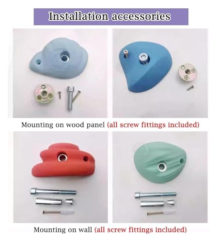 Climbing Kit,Climbing Holds, Set of 5 Screw-On Rock Climbing Holds, Random Style Climbing Grab Rocks, Home School Rock Climbing Wall(5pcs-Solid Wall Installation) - size: 5pcs-Solid wall installation