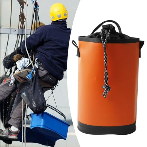 Vaveren Rock Climbing Rope Bag Drawstring Pouch 5L Large Capacity Camping Practical Construction Gardening Rope Organizer, Orange