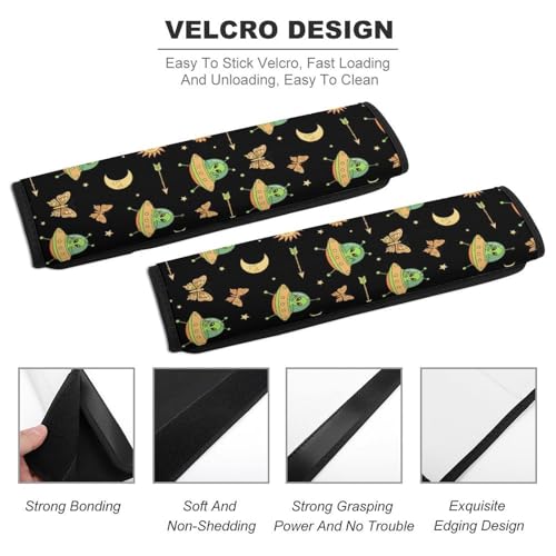 2PCS Mystical Alien Cosmic Witch UFO Owl Butterfly Mushroom Celestial Seat Belt Shoulder Pad Soft Padded Harness Pads Strap for Adults and Children, All Vehicles, Anti-Slip Pad - color: Pattern 1072
