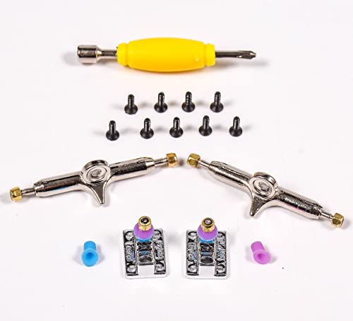Fingerboard Trucks with Upgraded Urethane Bushings and Pivot Cup,34mm 32mm Width,Normal Kingpin (Silver, 34mm) - color: Silver, size: 34mm