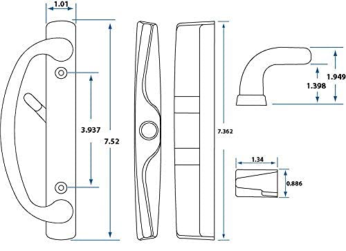 Rockwell Security Euro-Charlotte Sliding Glass Door Handle in Antique Black Finish fits 3-15/16" Screwholes and Fits Up to 1-3/4" Thick Doors - color: Antique Black
