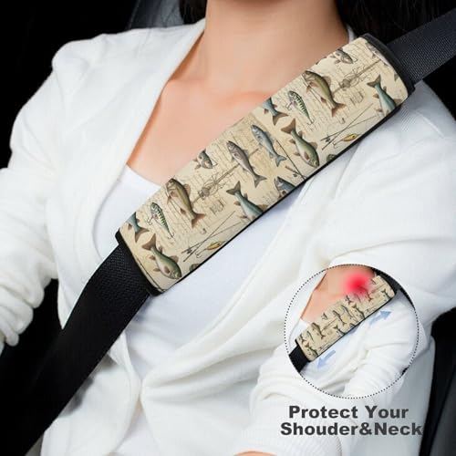 2PCS Farmhouse Fishing Seat Belt Shoulder Pad Soft Padded Harness Pads Strap for Adults and Children, All Vehicles, Anti-Slip Pad - color: Pattern 586