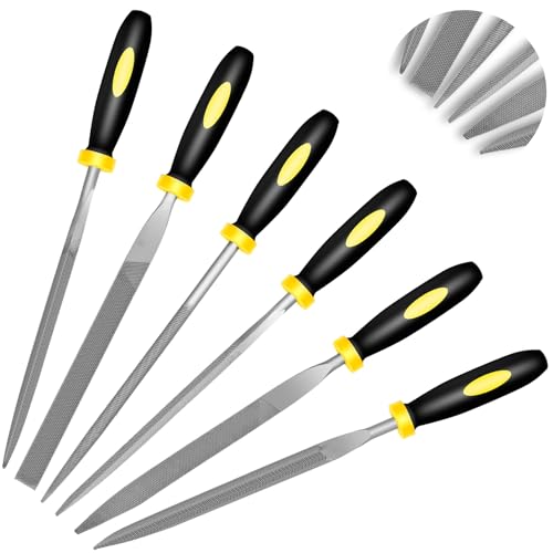 6PCS Metal Needle File Set, 6.3-Inch Mini Hand Files for precision repairs | Upgraded Hardened High-Strength Steel Set, Includes Warding, Round, Flat, Triangular, Square & Half-Round Files