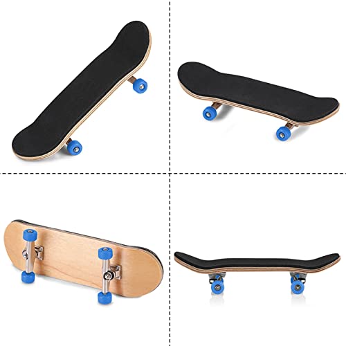 Gavigain 1Pc Wooden Fingerboard Maple Wooden Alloy Fingerboard Finger Skateboards with Box Reduce Pressure Kids Gifts(Dark Blue)