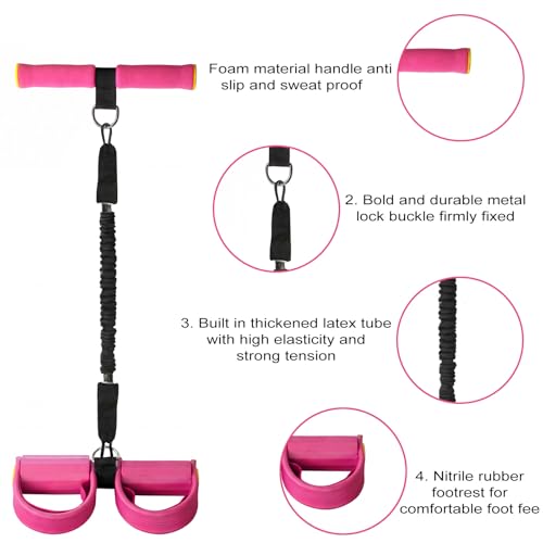 Upgraded Pedal Resistance Band with Handle - Fashion Puller Exercise Tool, Thickened Built-in Latex Tube Pedal Resistance Device & Soft Nitrile Rubber Anti-Slip Footrest for The Core/Arms