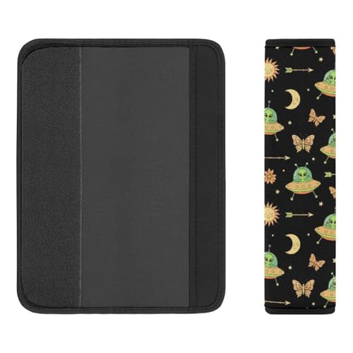 2PCS Mystical Alien Cosmic Witch UFO Owl Butterfly Mushroom Celestial Seat Belt Shoulder Pad Soft Padded Harness Pads Strap for Adults and Children, All Vehicles, Anti-Slip Pad - color: Pattern 1072