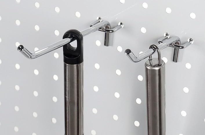 8 Inch Heavy Duty Pegboard Hooks, 12 Pack, Stainless Steel Chrome Finish, Universal Fit for 1/8 and 3/16 Inch Boards, Garage and Tool Storage Organization - size: 8 Inch