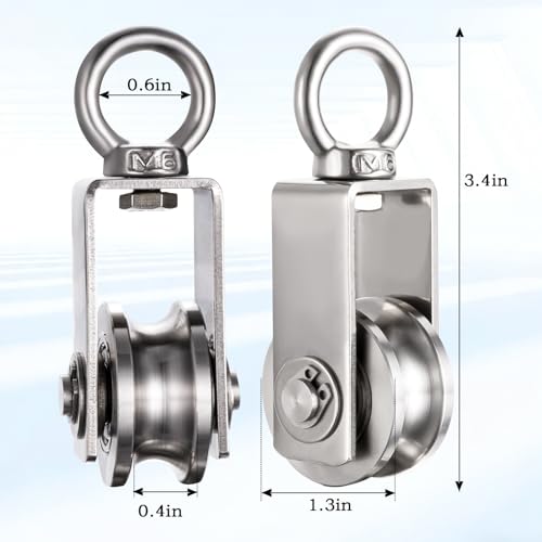 Cable Pulley Block Stainless Steel Swivel with Silence Bearings for Garage,Attic,Kayak,Deer Hanging,Gym Equipment,550LB Lifting,4 Pack