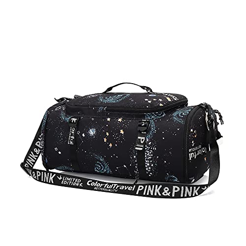 Kalesi Cool Gym Duffle Bag Backpack 4-Way Waterproof with Shoes Compartment for travel Sport Hiking laptop Lightweight - color: Starry Sky