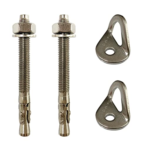 ISOP Climbing Anchor Bolt 2 Set - Expansion Bolt and Hanger FIXE 1 Rock Climbing - Professional Eyebolts for Fire Escape Rope Ladders - Conrete Wall Mounted Anchors