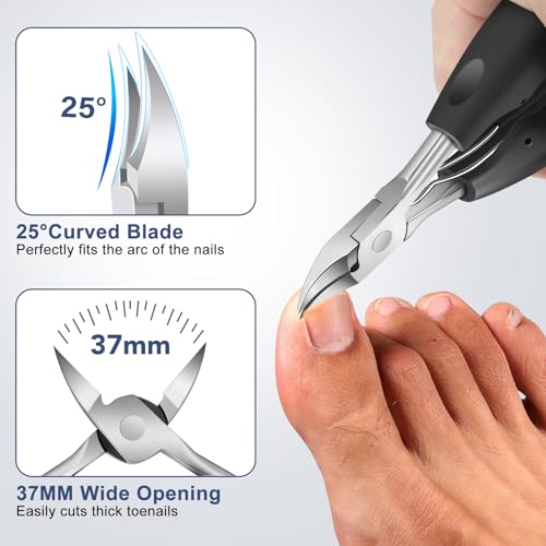 Toenail Clippers for Seniors Thick Toenails - Wide Jaw Opening Large Toe Nail Clippers for Thick Ingrown Nails, Professional Sharp Heavy Duty Nail Clipper Cutter for Mens Seniors with Leather Case - style: 6PCS Toenail Clippers