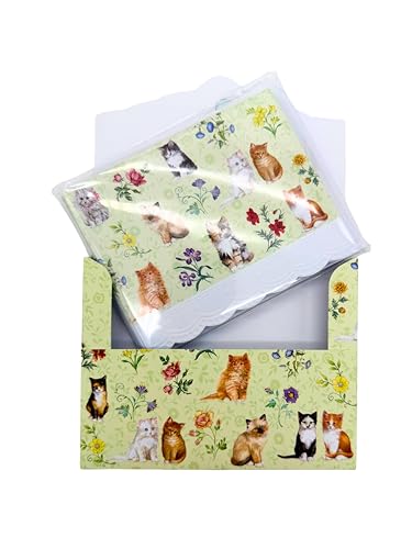Poster Foundry Cat Stationery Set By Carol Wilson Cute Stationary Kitten Themed Gifts Notecards with Envelope Penpal Supplies Letter Note Cards NCP2371 - color: Nature - Kitttens, style: 1 Gift Box Set / 10 Cards Total