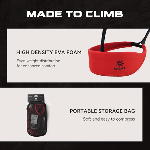KAILAS Airo Rock Climbing Harness Men Roofing Harnesses Rescue Mountaineering Safety Belt Women Comfortable Lightweight - color: Red, size: Small