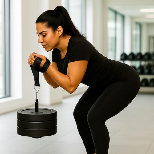 500LB Loading Pin, Carabiner for Cable Pulley LAT Pulldown | Fits 1" & 2" Olympic plates. Heavy steel supports 500LB load. Anti-slip quiet base for home gym strength training - color: Black-1'&2"loading pin