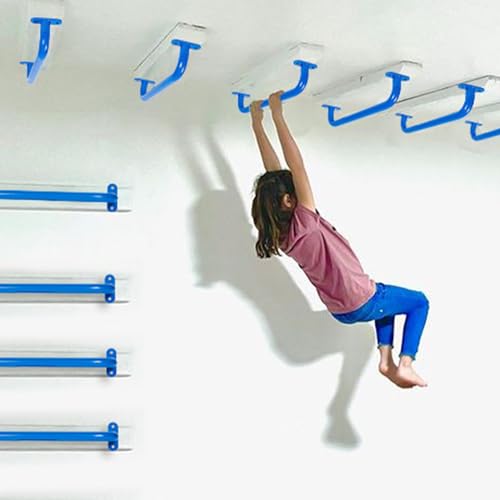 17'' Blue Playground Handles Indoor Kids Monkey Bars Ladders 6 Pack | Heavy Duty Solid Steel, Bright Color Smooth Glossy Powder Coated, Comfy Secure Handle Bar for Playset SwingSet Climbing Frame - color: Blue