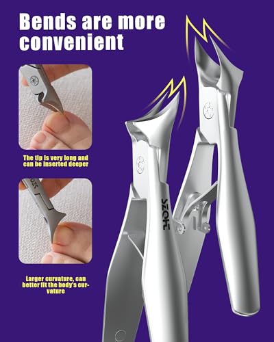 Nail Clippers Set - SZQHT 2025 Upgrade Angled Head Nail Clippers for Men,Seniors,Women,Toenail Clippers for Thick,Ingrown, Nails, Professional Stainless Steel Toe Nail Clippers,Nail File, Heavy Duty
