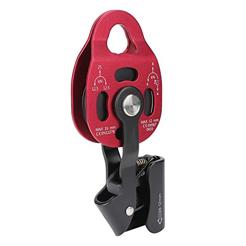 Climbing Pulley,4KN Aluminium Heavy Duty Single Swivel Rope Pulley Block for 8-12mm Rope Climbing Pulley