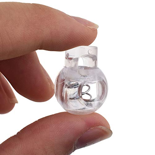Spring Elastic Fastener Toggles Plastic Cord Lock Buttons Stopper Slider Thread Smooth Hold Tightly - color: Clear-22*17mm 40pcs