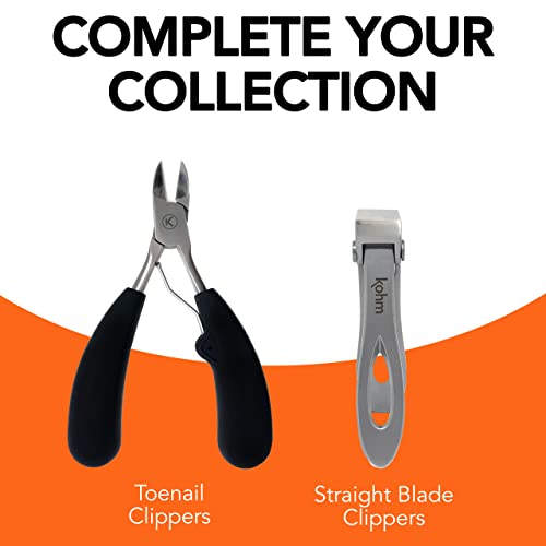 KOHM Nail Clippers for Thick Nails - Heavy Duty, Sharp Wide Mouth Professional Fingernail and Toenail Clippers for Men, Women & Seniors, Black - color: Curved-black