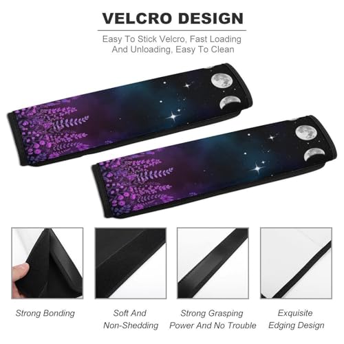 1 Pair Lavender Moon Phase Floral Seat Belt Shoulder Pad Soft Padded Seat Belt Cushion for Adult Use, Stroller Pushchair High Chair, Pressure Relief - color: Pattern 1071