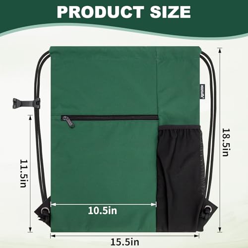 HOLYLUCK Men & Women Outdoor Sport Gym Sack Waterproof Drawstring Backpack Bag (Standard with drawstring, Dark Green) - color: Dark Green, style: Standard With Drawstring