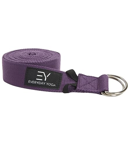 Everyday Yoga Strap with Metal D-Ring - Durable Stretching Strap for Yoga, Pilates, Flexibility & Physical Therapy (6ft, 8ft, 10ft) - color: Plum, size: 10 Foot