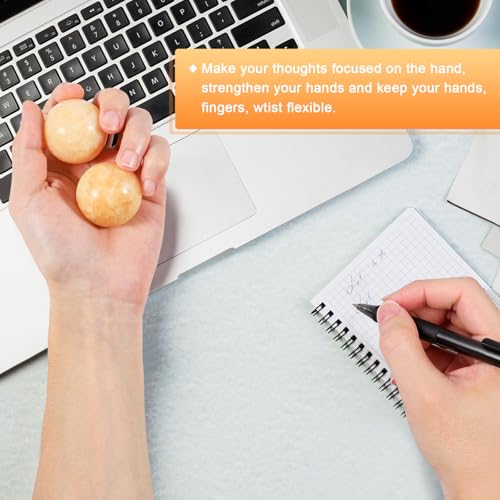 Learay 2Pcs Baoding Balls, Boading Balls for Hand Therapy, Beige, 1.57 inch | Chinese Health Exercise Massage Balls with Carry Pouch for Stress Relief Meditation Ball - color: Beige/1.57 Inch