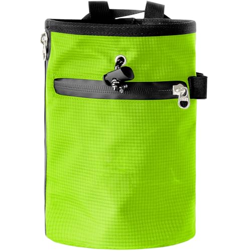 Rock Climbing Chalk Bag & Zippers Pockets Adjustable Bouldering Chalk Bag Bucket for Gym Climbing Gymnastic Bouldering Bucket - color: Willow Green