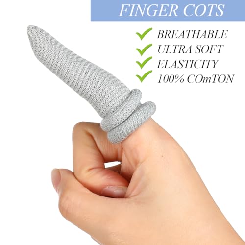 Finger Bandages 10Pcs Cotton Finger Cots Breathable Thumb Bandage Elastic Finger Gloves Tubular Gauze Finger Covers Finger Tips Protectors