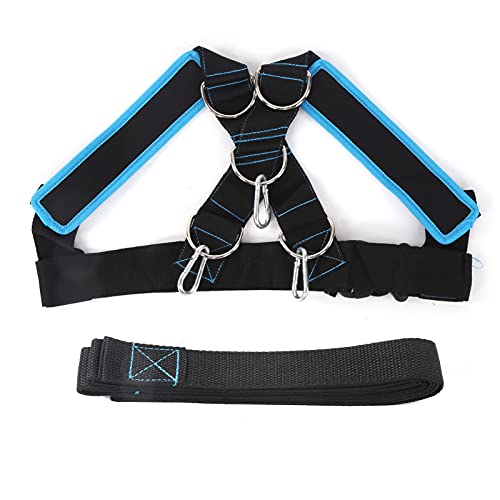 Weight Bearing Shoulder Strap, Nylon Resistances Strength Training Shoulder Bands Pulling Sled Harness Vest Bands with Pulling Strap for Football Workout - color: Black Blue