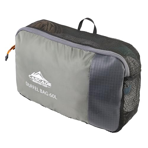 Cascade Mountain Tech 60L Duffle Bag, Convertible Travel Duffel Bag for Men Women, Water Resistant & Tear Resistant - color: Lava Smoke Grey