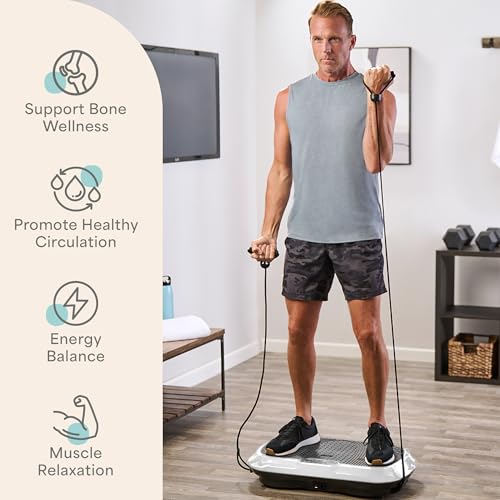 Lifepro Waver Vibration Plate Exercise Machine with 99 Speeds & 10 Presets | Resistance Bands, Non-Slip Surface, 330 lbs Capacity — Vibration Plate for Lymphatic Drainage, Body Toning, Full-Body Workout - color: White