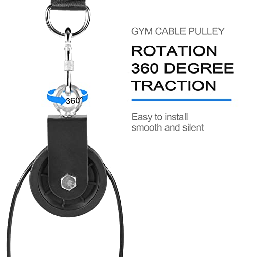 3.54 in Cable Pulley 360 Rotation Traction Wheel with Carabiner and Strap,Silence Smooth Detachable for DIY Gym Pulley System,DIY Gym Attachment Lifting Blocks,Ladder Lift,Hoists,Clothesline - color: 4 Pulley+4 Carabiner