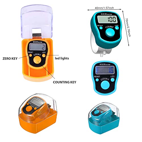 6-Pack Digital Tally Finger Counter with Led, Colorful Tasbeeh Tasbih 5-Digits Counter Clickers with Led Light, Carry Ring, Individual Hard Case for Muslims Pray Knitting Track Golf Lap - color: Bright color