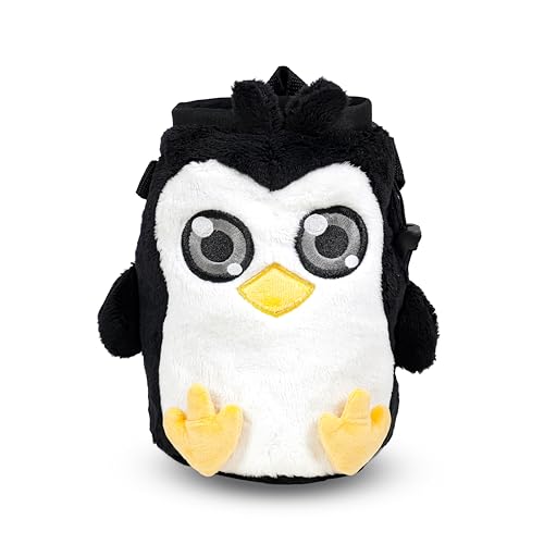 Chalk Bag for Rock Climbing - Cute Chalk Bag for Bouldering, Gym, Indoor & Outdoor Climbing with Adjustable Belt, Brush Holder & Carabiner - style: Penguin
